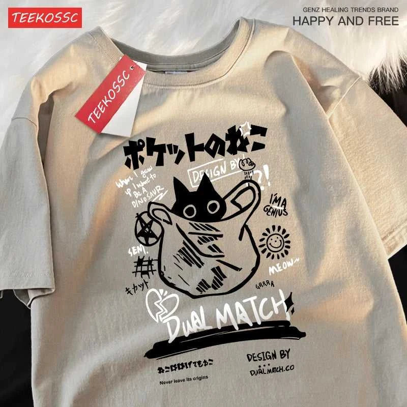 Japanese Fun And Cute Harajuku Cat Clothes Men Women Cotton Tops Creativity Casual T Shirts Cartoons Loose Couple Short Sleeve The jack market .AU The jack market .AU Men Fashion $ 27 14:350850#Pink;5:100014064