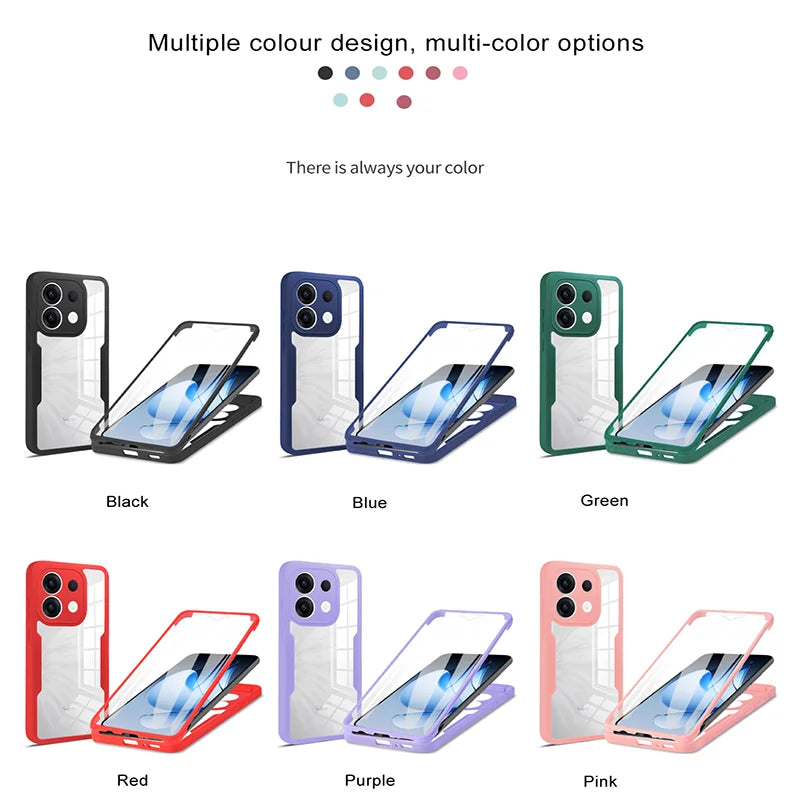 OPPO 360 Full Body Heavy Duty Case - Double-Sided Transparent Soft Cover for Reno 4Z, 5 Lite, 5Z, 7 & 5G