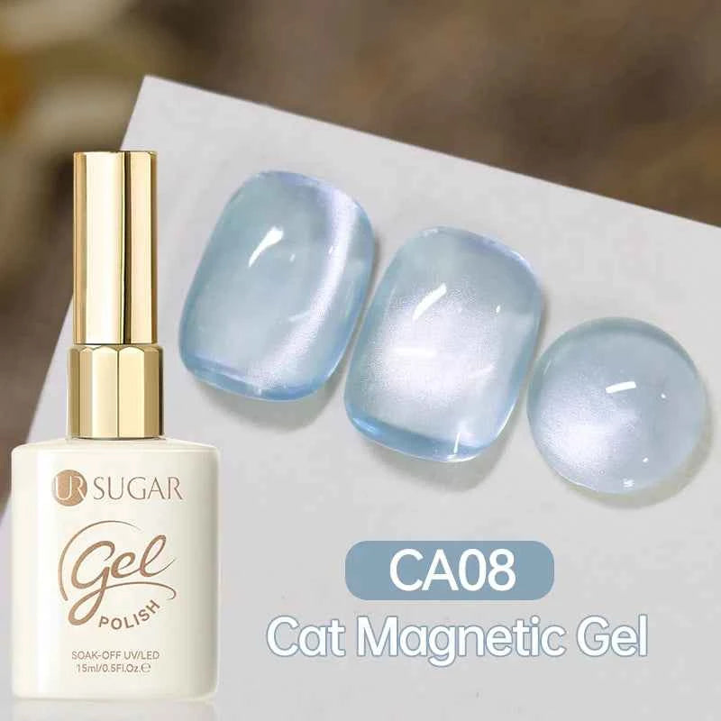 UR SUGAR 15ml  Autumn Winter Red Cat Magnetic Gel Nail Polish White Dopamine Nail Sparkling Glitter Soak Off UV LED for Manicure