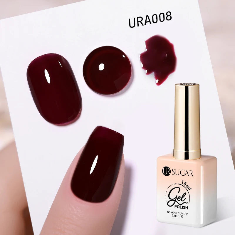 UR SUGAR 15ml  Autumn Winter Red Cat Magnetic Gel Nail Polish White Dopamine Nail Sparkling Glitter Soak Off UV LED for Manicure