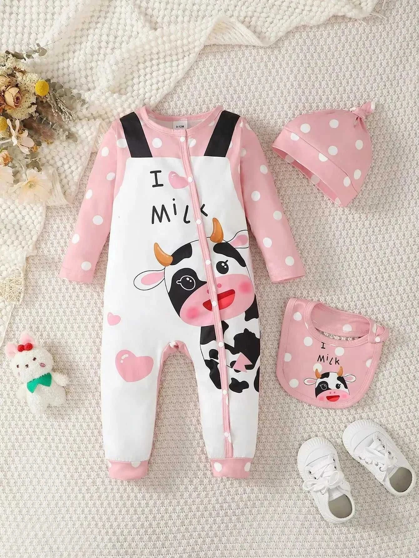 New baby Girl Long sleeved Bodysuit Cute Little Cow Circular dots Jumpsuit+Hat+Drool towel 3pc/set 0-18Months Baby Crawling suit The jack market .AU The jack market .AU Mum & Kids: Essential Products for Every Family $ 28 14:1052#XPTBB0419014;200000463:200025003#1-3M