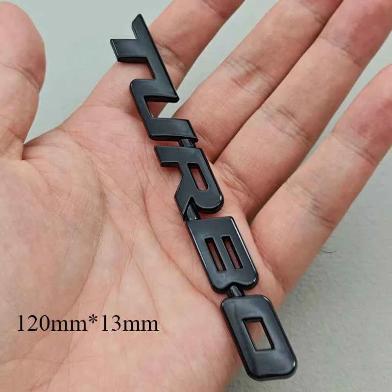 3D ABS Chrome Black Car Sticker Logo TURBO Fender Side Badge Rear Trunk Emblem Decals For Car Sport TURBO Universal Accessories