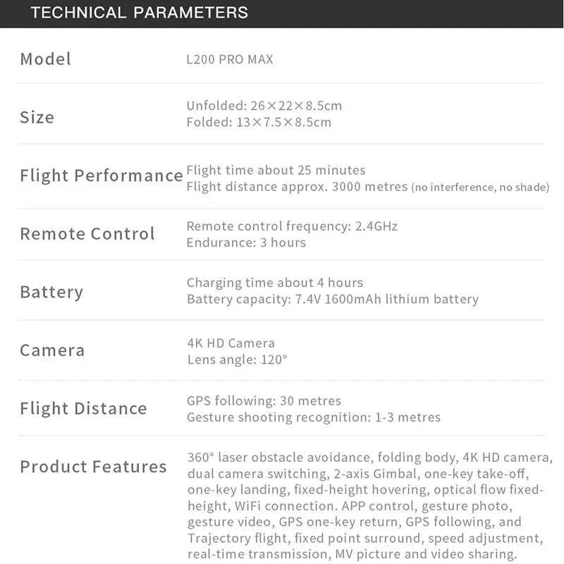 Drone GPS 8K Professional 2-Axis L200 PRO MAXHD Dual Camera 5G WIFI FPV 360° Laser Obstacle Avoidance Brushless Motor Dron The jack market .AU The jack market .AU Drones $ 176 14:29#NO-OAS