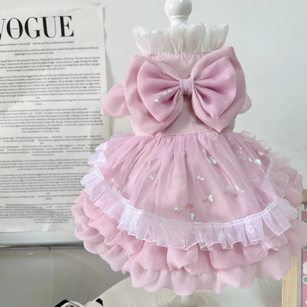 2026 Spring Cute Pink Princess Dress For Small Medium Dogs Chihuahua Yorkshire Pet Dog Clothes Handmade Cotton Lace Bow Skirts