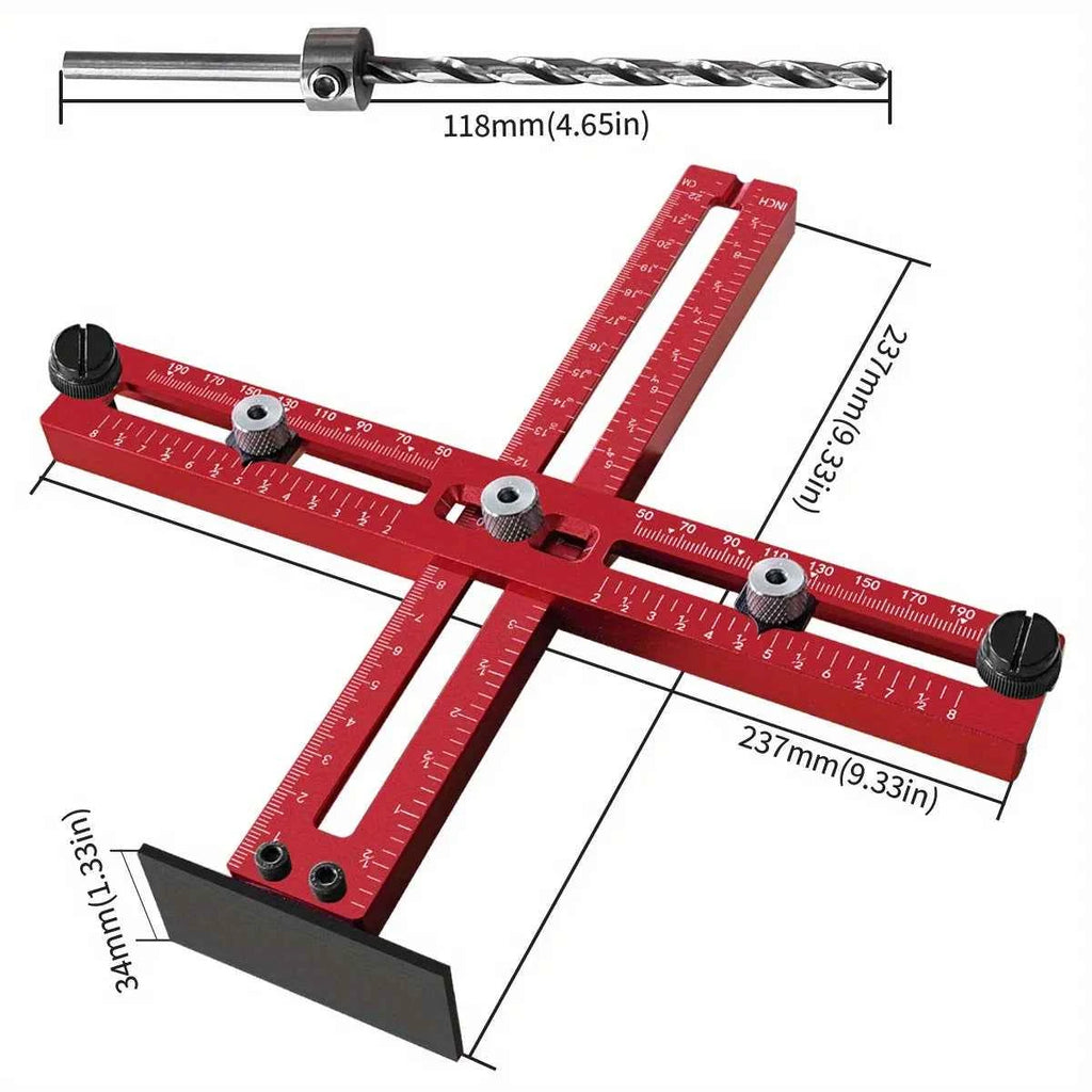 Handle Template Jig Drill Guide Cabinet Handle Knob Template Locator PunchTool, Metric/Inch Adjustable Wood Drilling Template
