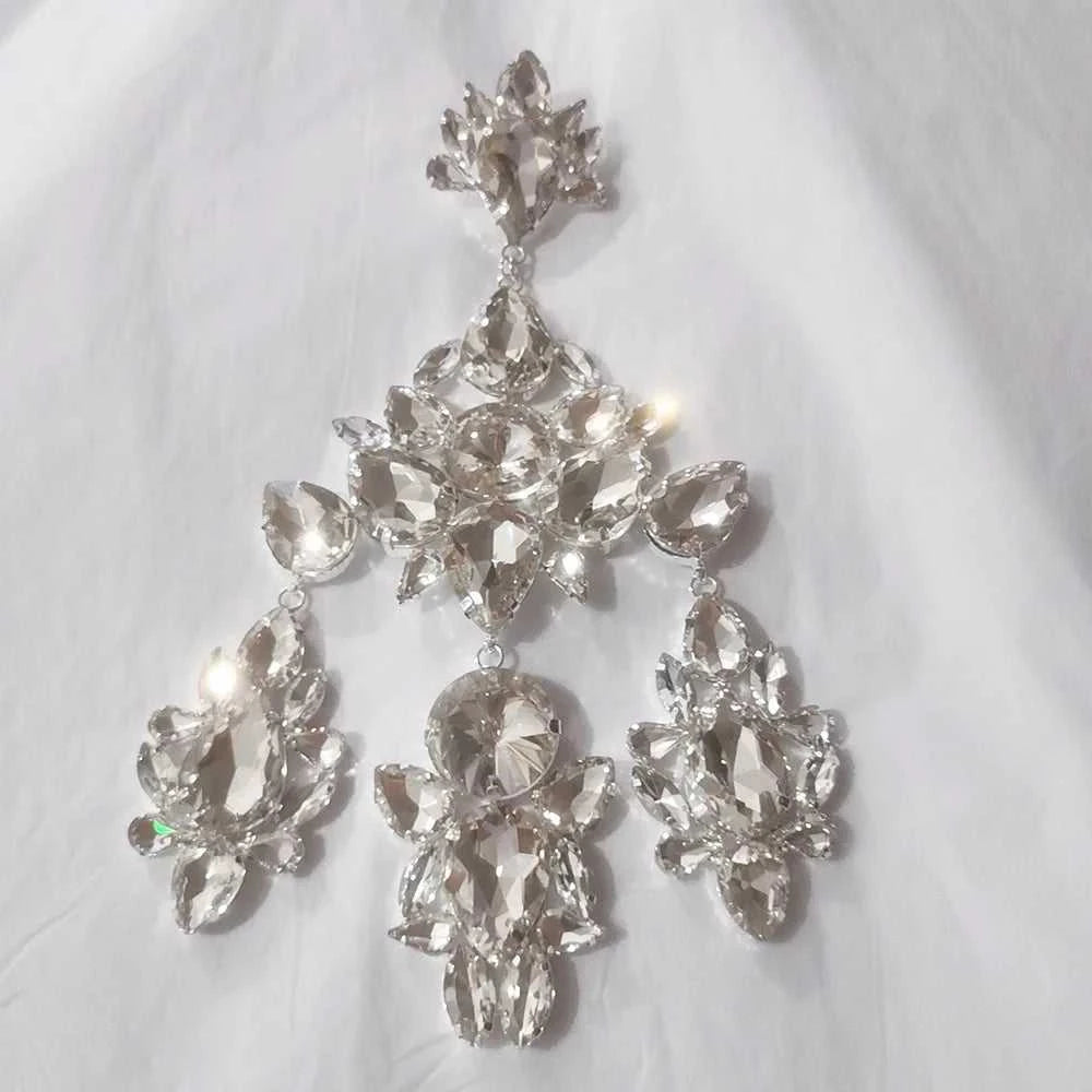 CUIER 22cm Huge Size Drop Pendant Earrings Clip on Drag Queen Jewelry Crystal AB TV show Accessories Men's Earrings Fashion The jack market .AU The jack market .AU Jewellery & Chains $ 122 200001034:200003699#AB silver
