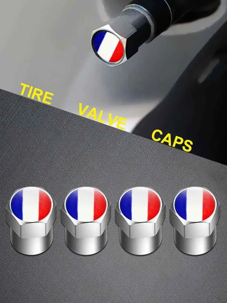 4PCS France Flag Car Wheel Air Cover Dust Proof Car Air Valve Stem Caps for Peugeot Citroen Opel Renault