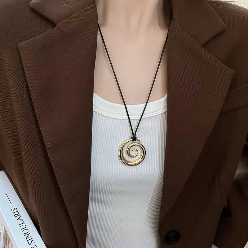 Fashion Spiral Heart-Shaped Pendant Necklace for Women Adjustable Long Black Wax Rope Clavicle Chain Charm Couple Birthday Gift The jack market .AU The jack market .AU Jewellery & Chains $ 48 200001033:200003757#5