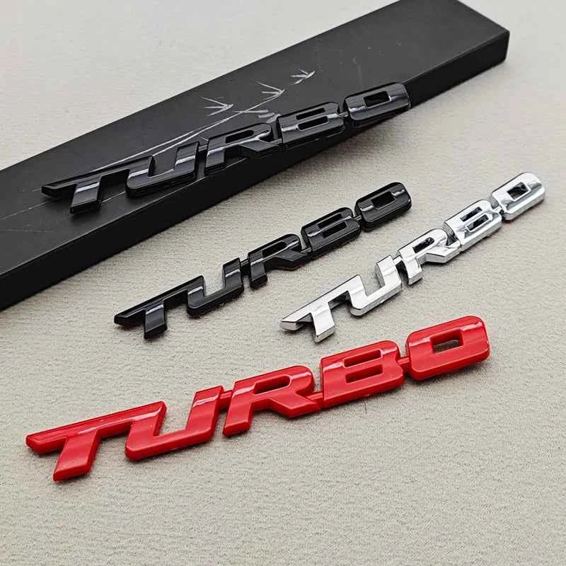 3D ABS Chrome Black Car Sticker Logo TURBO Fender Side Badge Rear Trunk Emblem Decals For Car Sport TURBO Universal Accessories