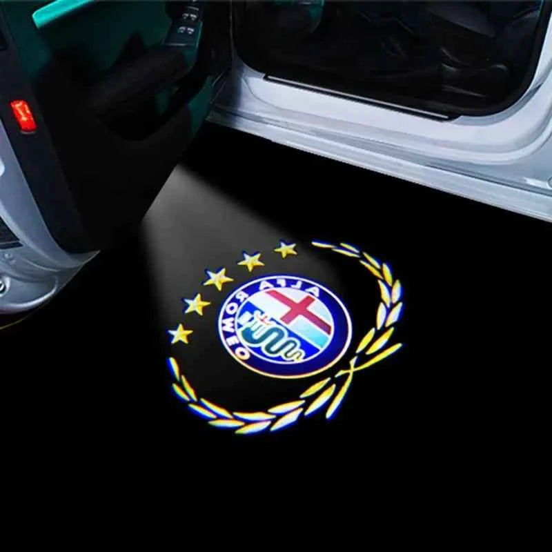 2pcs FOR Alfa Romeo LED Car Door Welcome Light Logo Projector Giulia Giulietta Mito Stelvio Brera 147 156 159 car-styling