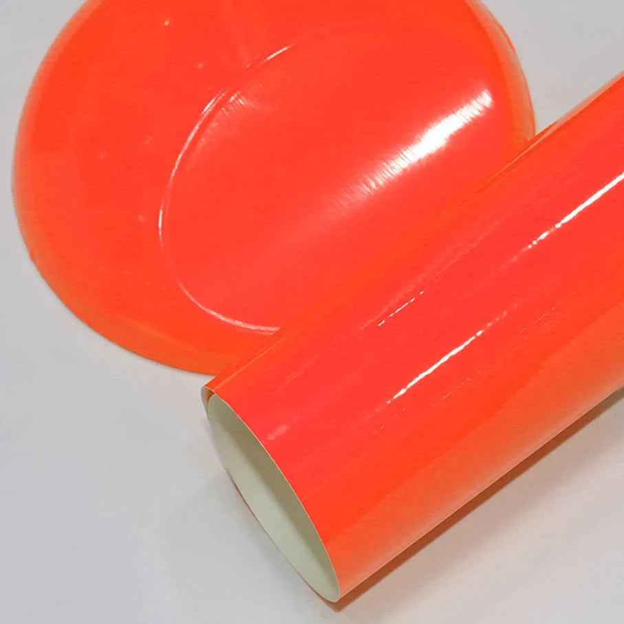 Premium Car Styling Glossy Fluorescent Yellow Vinyl Sticker Glossy Fluorescent yellow Vinyl Wrap Self Adhesive Sticker