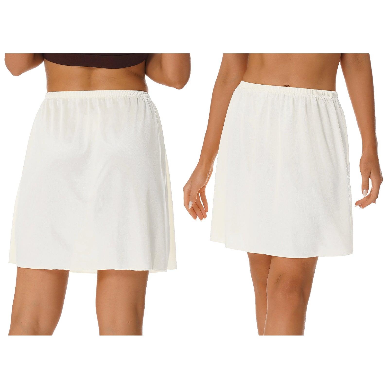 Womens Petticoat Skirt Solid Half Slip Underskirt Summer Elastic Waist Inner Lining Midi Skirt Long Underskirt for Party Dress