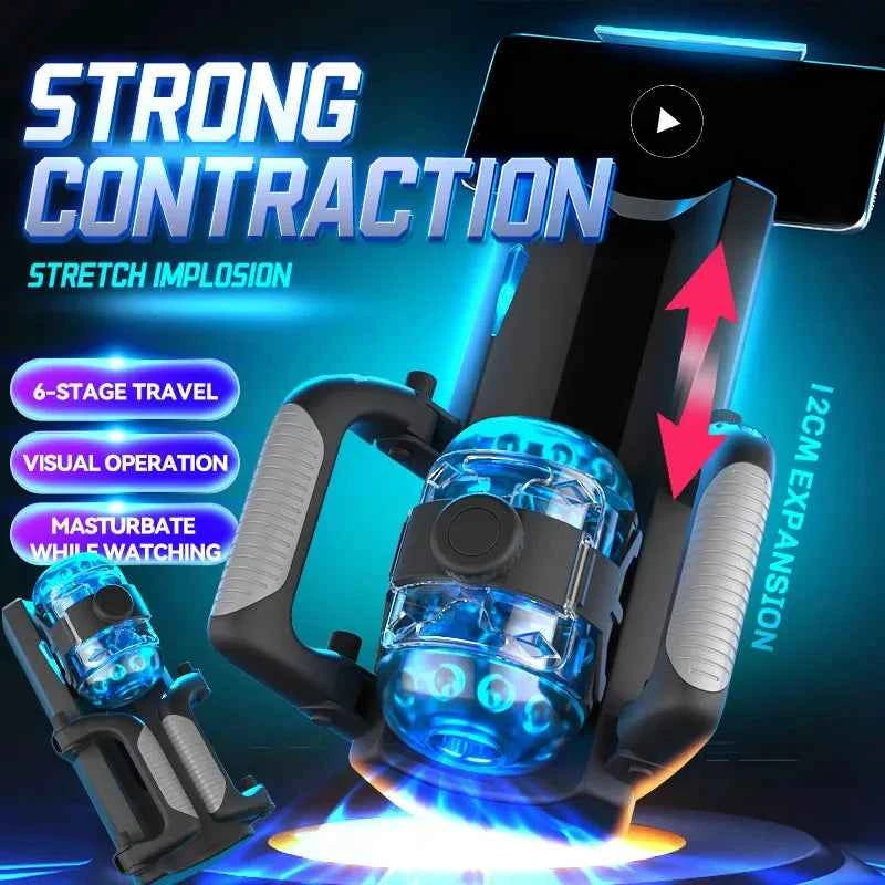 Easylove King Automatic Quickshot Male Masturbator Cup Electric Penis Stroking Telescopic Cock Stroker Auto Pocket Pussy Sleeve
