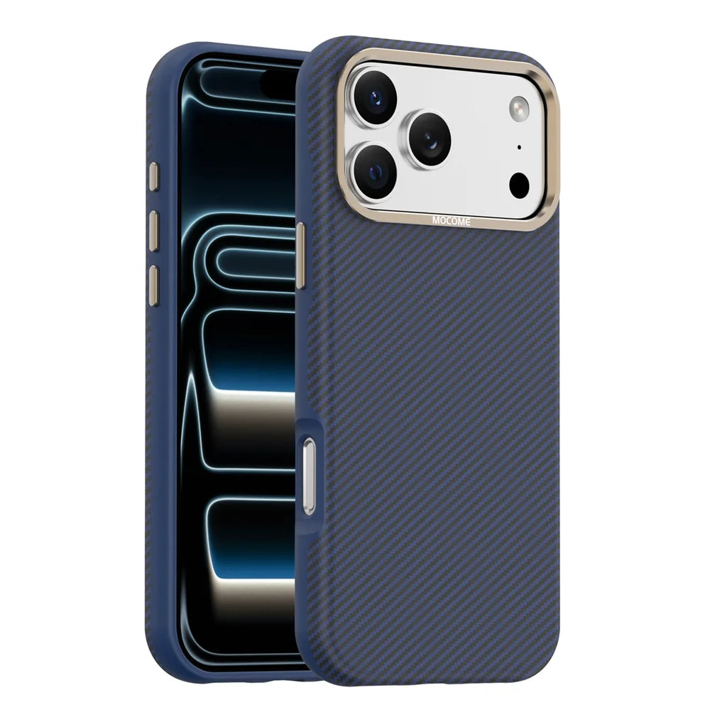 Luxury Built-in Magnet Magnetic Carbon Fiber Phone Case For iPhone 17 16 15 14 13 12 Pro Max Plus Solid Color Matte Back Cover