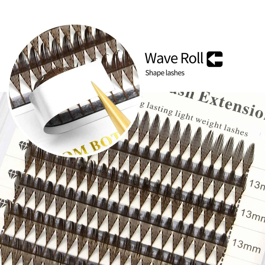 XIUSUZAKI Premade Fans Eyelash Extensions - Brown Comic Spire Automatic Flowering Volume Lashes