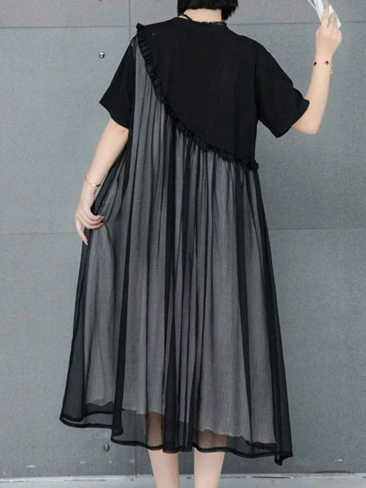 AmaxluluE Summer Chiffon Dot Ladies Dress Vintage Luxury Leisure Clothes Classic Fashion Cotton Elegant Harajuku Gothic Vestidos