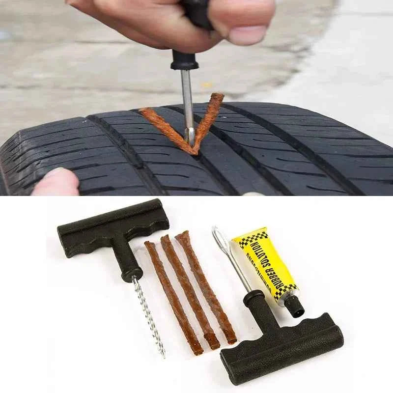 Car Bike Truck Motorcycle Tire Repair Tool Set 2024 Best-selling Tyre Puncture Plug Patch Strip Glue Garage Tools Accessories
