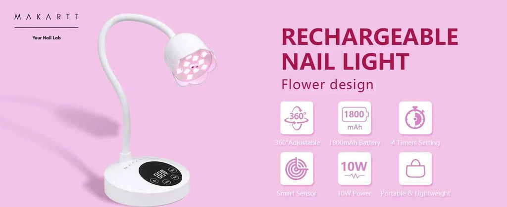 Makartt Mini UV LED Nail Lamp - Rechargeable & Fast-Curing Gooseneck Design for Perfect Gel Nails at Home