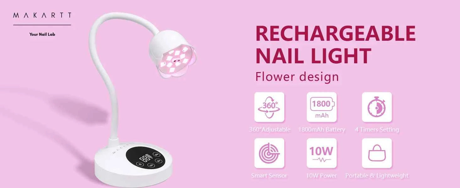 Makartt Mini UV LED Nail Lamp - Rechargeable & Fast-Curing Gooseneck Design for Perfect Gel Nails at Home