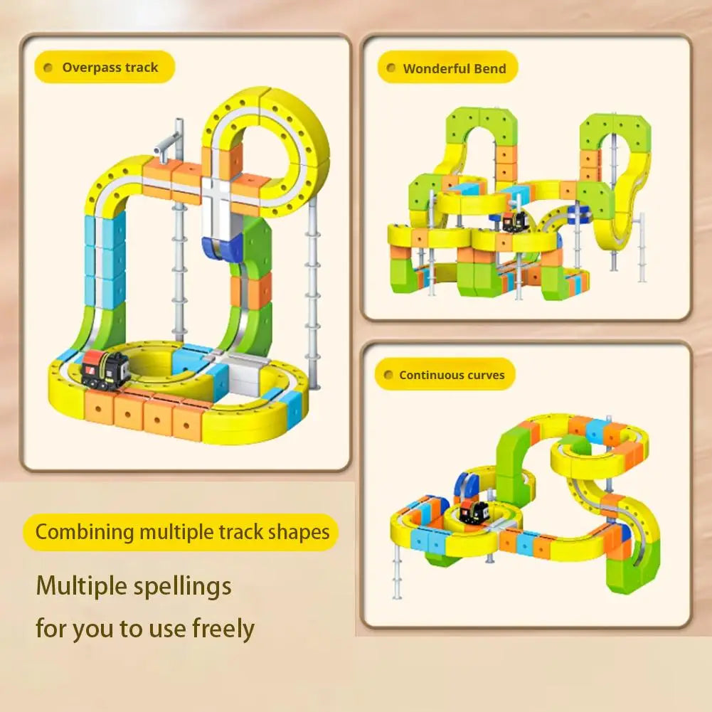 62/105/167PCS Magic Track Cube ChildrenS Educational High-Speed Rail Train Toy Boys And Girls Intellectual Diy Building Blocks
