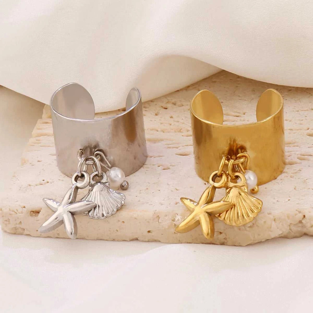 316L Summer Beach Ocean Shell Starfish Rings For Women Stainless Steel FishTail Seahorse Conch Open Ring Girl Party Jewelry Gift The jack market .AU The jack market .AU Jewellery & Chains $ 48 200000783:10#B7214