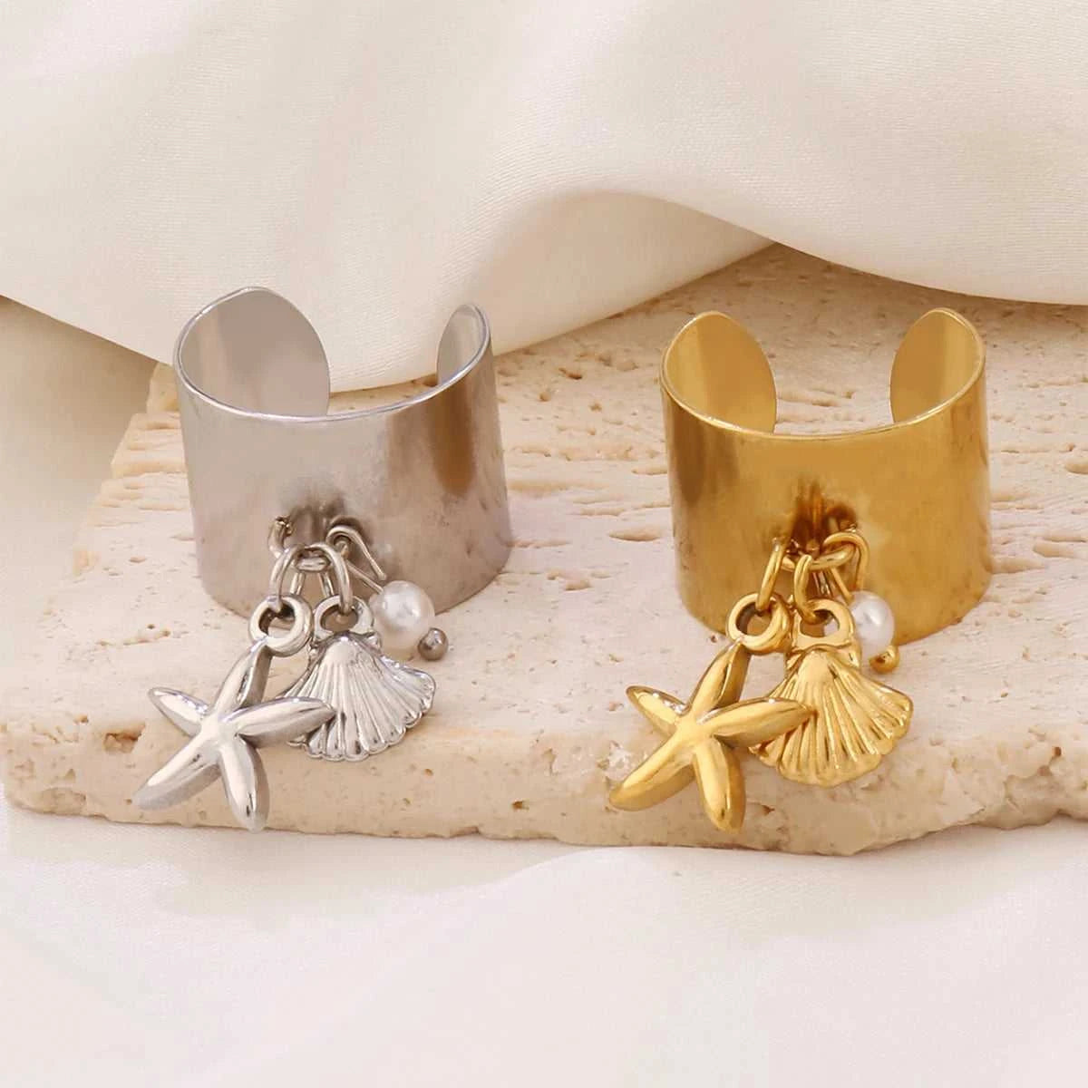 316L Summer Beach Ocean Shell Starfish Rings For Women Stainless Steel FishTail Seahorse Conch Open Ring Girl Party Jewelry Gift The jack market .AU The jack market .AU Jewellery & Chains $ 48 200000783:10#B7214