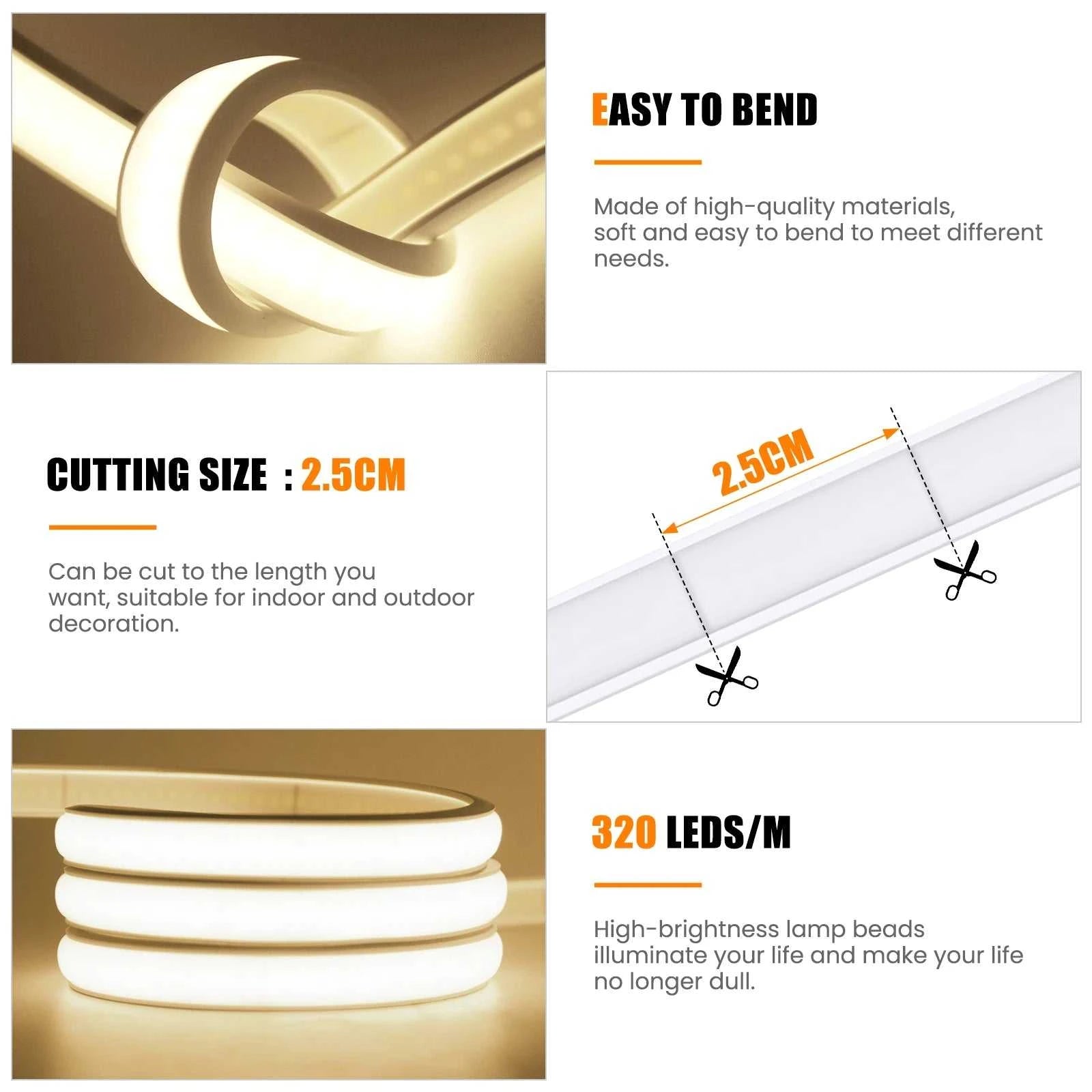 DC5V COB LED Strip With Switch 320Leds/m Flexible Neon Light USB Power Waterproof FOB LED Lights 3000K-6000K Ribbon Tape The jack market .AU The jack market .AU Home $ 57 136:9131281595#natural white;380:200007624