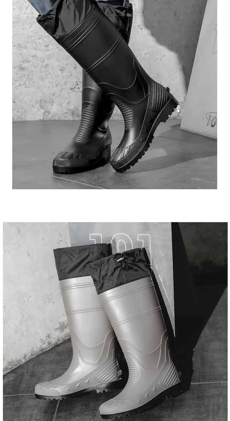 Black High-Top Men's Rain Boots, Adjustable Drawstring Long Boots, Wear-Resistant, Non-Slip, Outdoor Fishing Waterproof Boots, Farm Work Rain Boots, Pvc Water Boots The jack market .AU The jack market .AU Step Up Your Style: Trendy Shoes for Every Occasion! $ 71 14:193;200000124:200000364