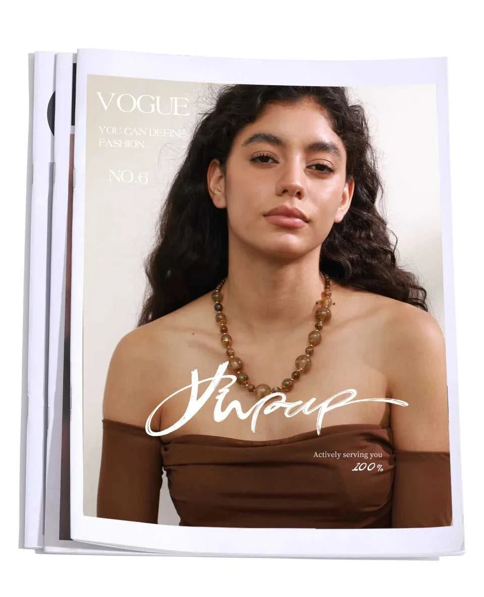 Yhpup New Arrivals Simulated Pearls Resin Acrylic Round Beads Chain Handmade Necklace Stainless Steel Trendy Jewelry Waterproof The jack market .AU The jack market .AU $ 54 200001034:2604813136#YH6980A Amber