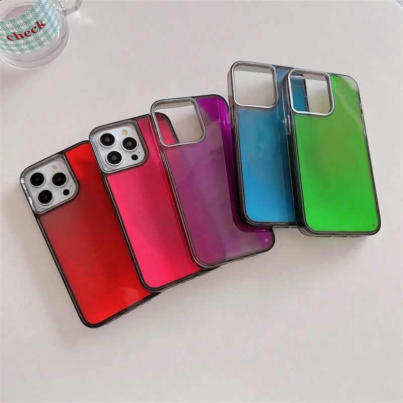 Luminous Quicksand Case for iPhone 15/16/17 Pro Max - Glow-in-the-Dark Luxury Shell with Shiny Sparkles