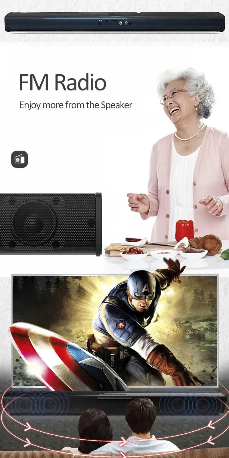 40W Soundbar TV Portable Bluetooth-compatible Speaker Sound Bar Wireless Column Home Theater Sound System RCA AUX For TV PC The jack market .AU The jack market .AU Accessories Electronics $ 95 14:347#BS28A 330x50x50mm