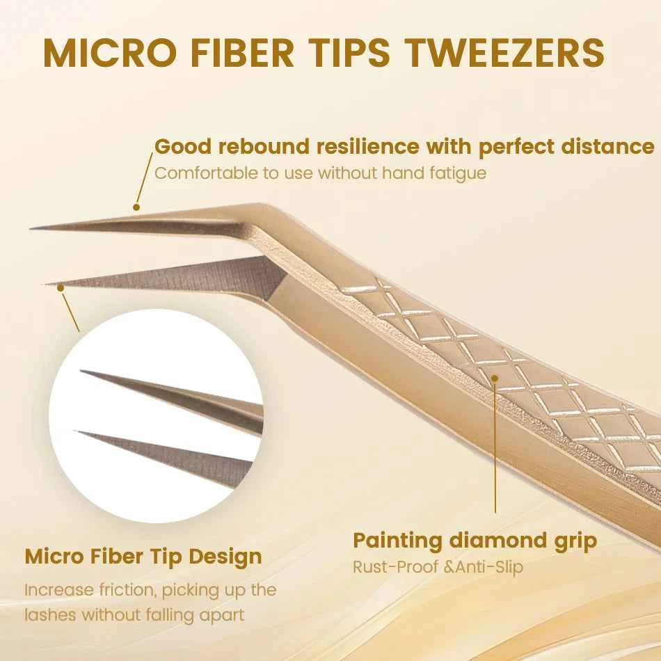 Femica Precision Anti-Slip Eyelash Tweezers for Flawless Volume Lash Extensions & Eyebrow Grooming