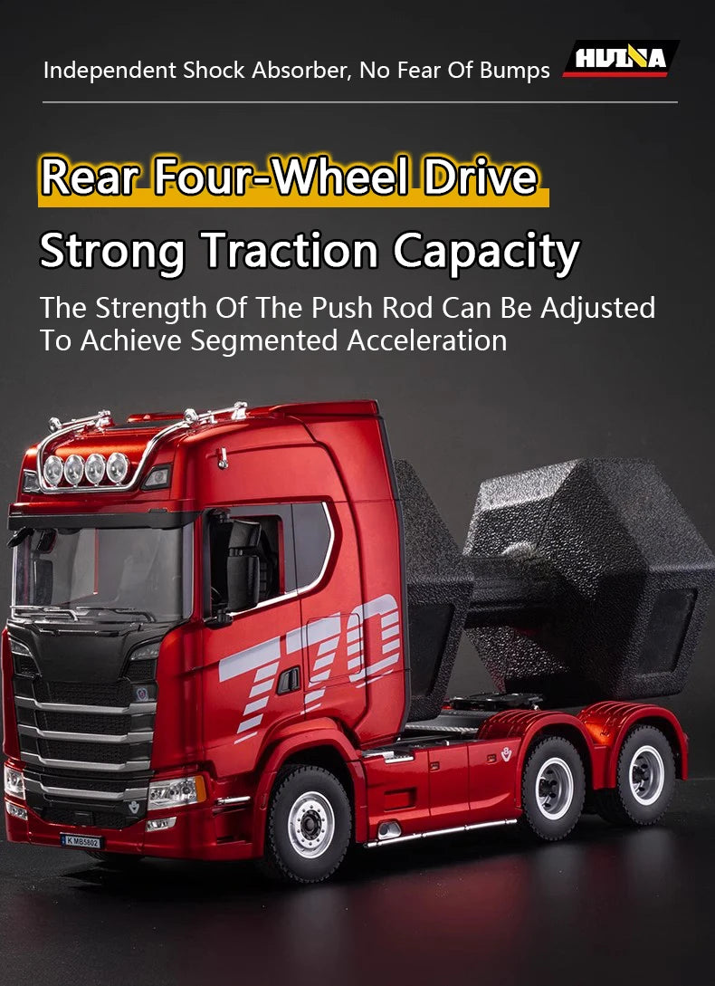 HUINA 1501 1/18 RC Truck 19CH 770S Alloy Tractor 2.4G remote control Engineering Trailer Truck with Light and Sound Toys for Kid
