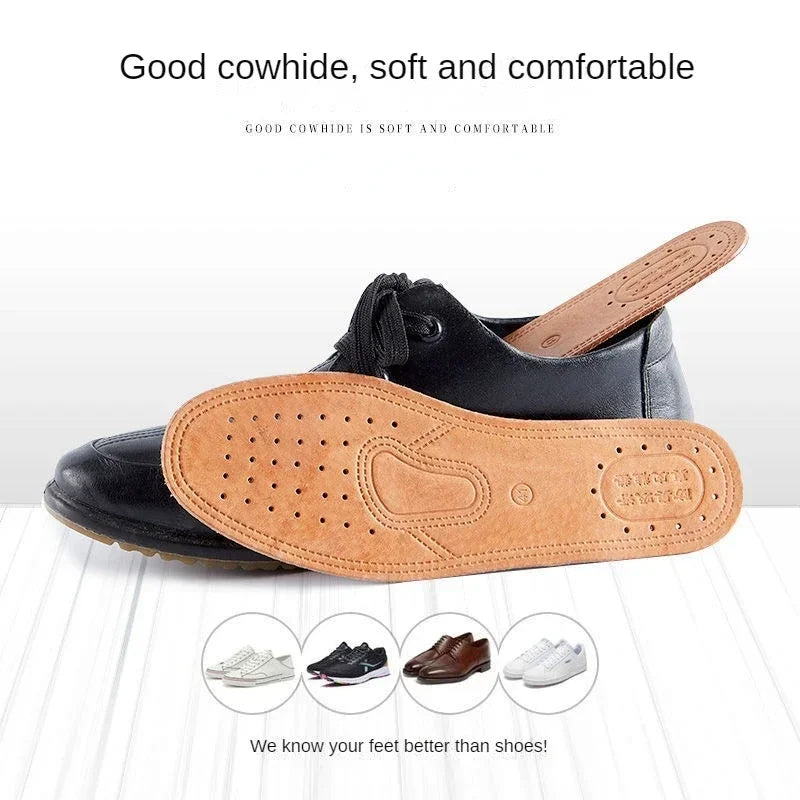 1 Pair Cowhide Insoles for Shoes Men Comfortable Deodorant Casual Leather Insoles Feet Quality Genuine Leather Flats Shoe Sole