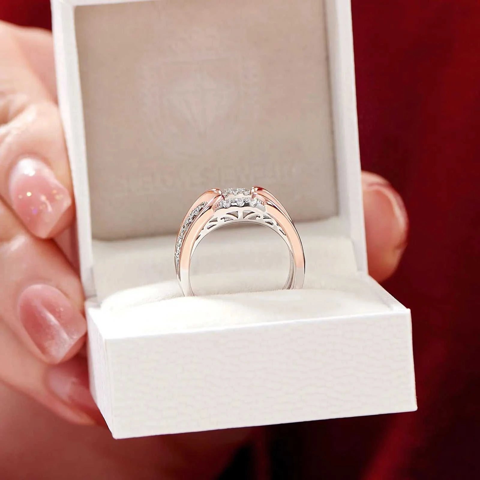 Newshe Genuine 925 Sterling Silver Romantic Rose Gold Guard Enhancer Rings for Engagement Cubic Zircon Wedding Band Jewelry The jack market .AU The jack market .AU Jewellery & Chains $ 116 200000369:200000289;200007763:201336100