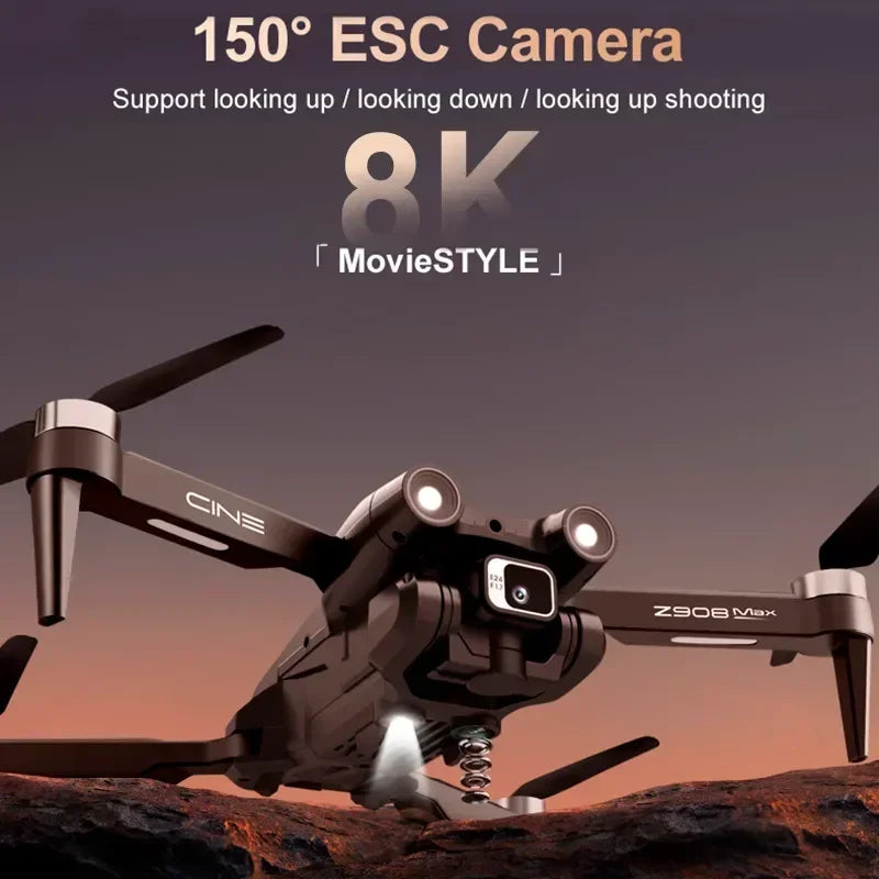 Z908 Pro Max Outdoor Drone Dual Camera Professional Brushless Motor GPS Optical FlowObstacle Avoidance Folding Quadcopter 8K