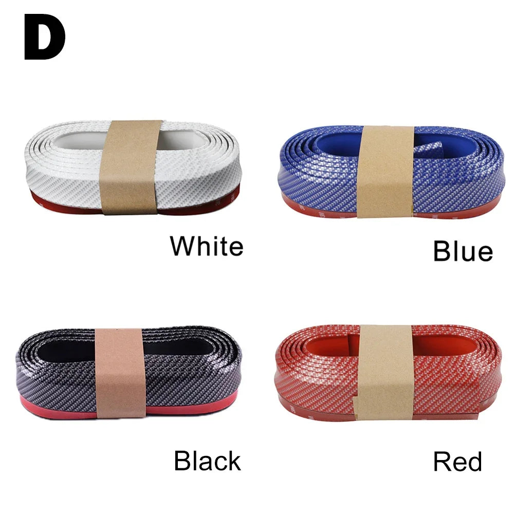 2.5M Car Front Bumper Lip Protector Carbon Fiber Rubber Splitter Chin Spoiler Side Skirt Rubber Anti Scratch Protector Body Kit