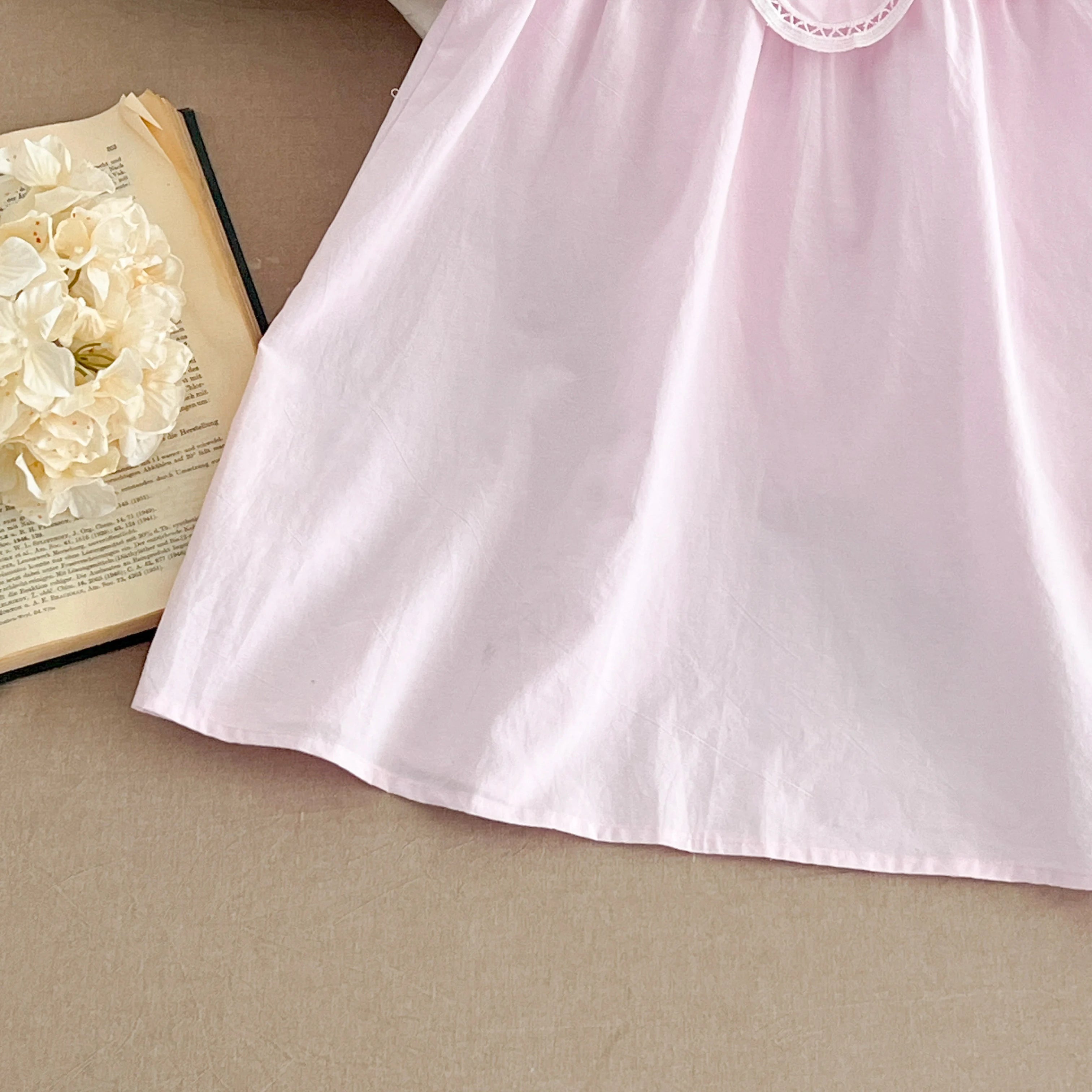 Sisters Dress Summer Kids Princess Dresses Short Sleeved Cotton Solid Color Splicing Infant Baby Romper Baby Girl Party Dress
