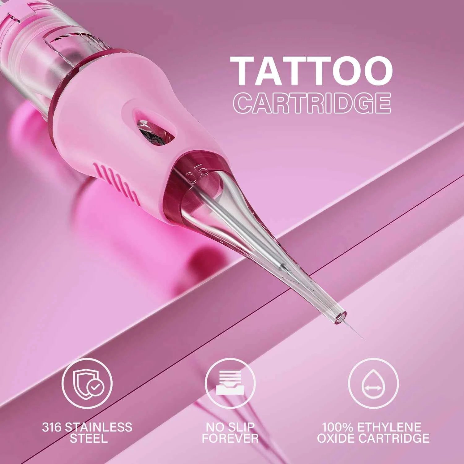 10pcs PMU Universal Disposable Tattoo Needle Cartridges round Liner Sterilized Safety Needle 0.18/0.25/0.30mm for Tattoo Artists
