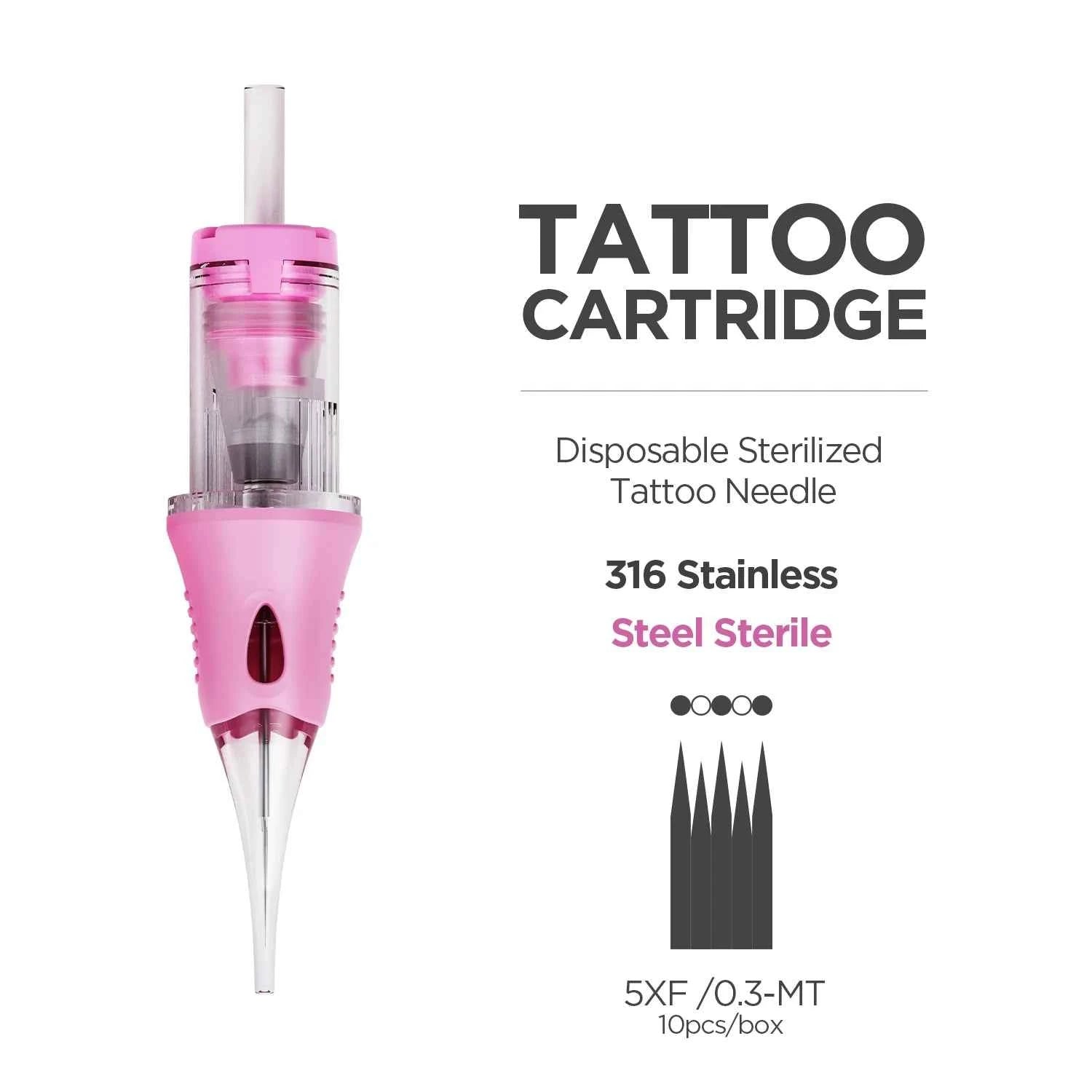 10pcs PMU Universal Disposable Tattoo Needle Cartridges round Liner Sterilized Safety Needle 0.18/0.25/0.30mm for Tattoo Artists