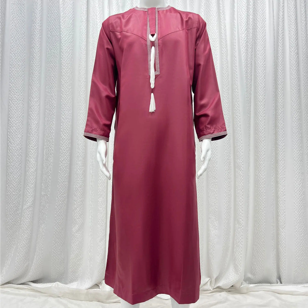 New 2026 Men's Muslim Abayas Dress Long-sleeved Pullover Kaftan Robe Men Jubba Thobe Pakistan Saudi Arab Caftan Islamic Clothing