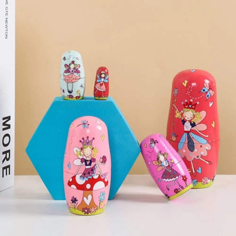 Rabbit 5Pcs/Set Animal Matryoshka Doll Wood Smooth Wooden Stacking Dolls Line Dog Panda Girls Russian Doll Christmas