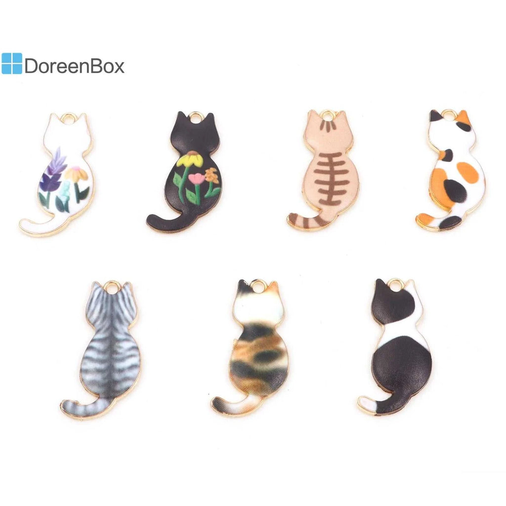 10PCs Cute Enamel Charms Pendants Gold Color Multicolor Cat Animal Charms DIY Necklace Bracelets Jewelry Making 3cm x 1.6cm The jack market .AU The jack market .AU Jewellery & Chains $ 47 200001033:361187#6