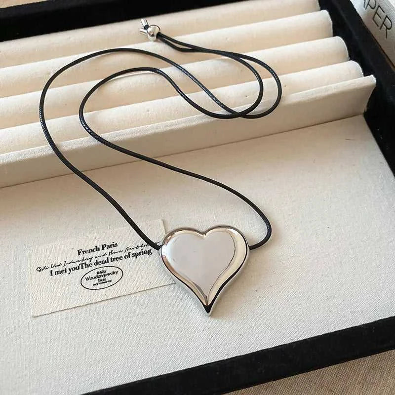 Fashion Spiral Heart-Shaped Pendant Necklace for Women Adjustable Long Black Wax Rope Clavicle Chain Charm Couple Birthday Gift The jack market .AU The jack market .AU Jewellery & Chains $ 48 200001033:200003757#5