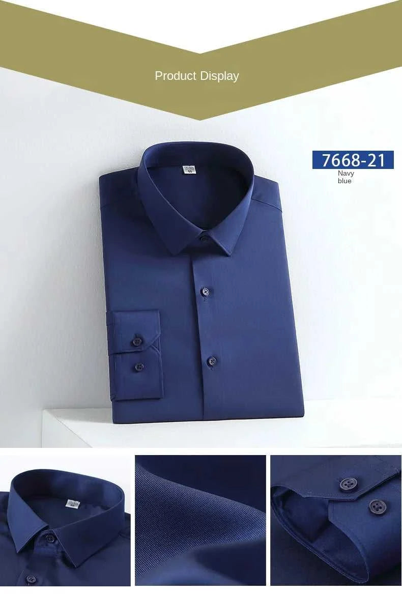 New Spring and Autumn Social Dress Ice Silk Long Sleeve Men's Shirt Business No Iron Casual Fit Pure White High Quality The jack market .AU The jack market .AU Men Fashion $ 41 14:771#21;5:100013888