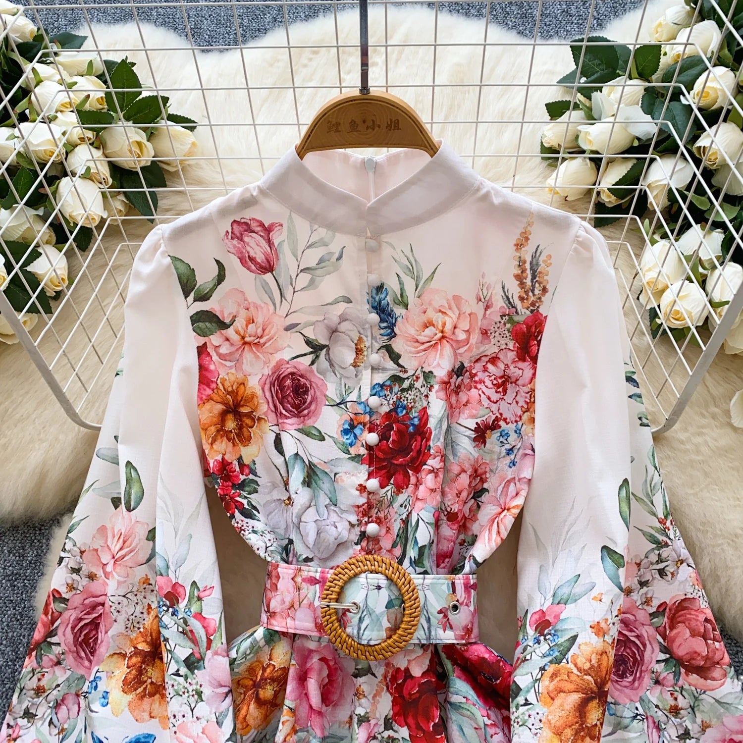 France Elegant Vintage Palace Evening Dress Women Sashes Button Print Short Party Dress Female Casual Chic Festival Clothing New