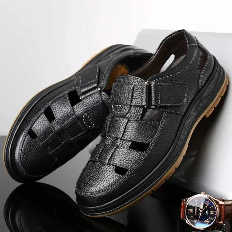Men's Genuine Leather Sandals Breathable Summer Casual Shoes Soft Bottom Anti-Slip Hollow out Design Comfortable Dad Shoes The jack market .AU The jack market .AU Step Up Your Style: Trendy Shoes for Every Occasion! $ 74 14:193;200000124:200000364