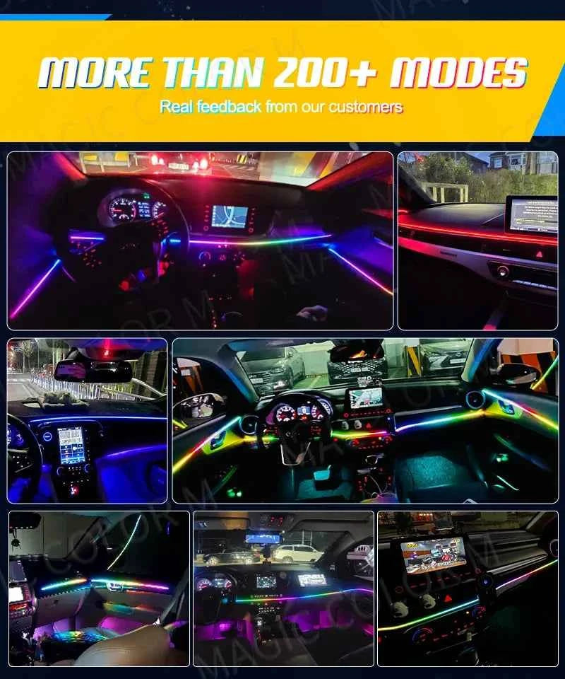 Vgettiing Car Ambient Lights Universal USB LED Symphony RGB Atmosphere Lamp Acrylic APP Control Remote for Tesla Model 3 Y S X