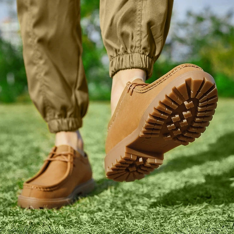 New 2025 Spring Autumn Outdoor Men's Walking Shoes Men Durable Sole Casual Loafers Male Fashion Cow Leather Footwear
