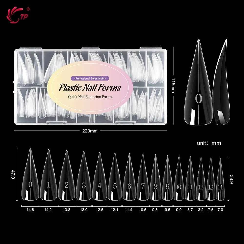 TP 150pcs New Clear Nail Dual Forms Hawk Claw Shape Poly Nail Gel Molds Full Cover False Nail Tips Extension Top Manicure Tools
